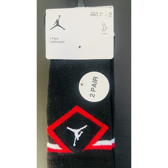 Nike Jordan 2pair crew socks white/black youth Y3-Y5 - Picture 1 of 3